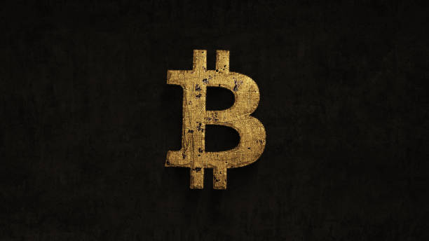 rouille sur temps bitcoin sur fond grunge - stack currency coin symbol photos et images de collection