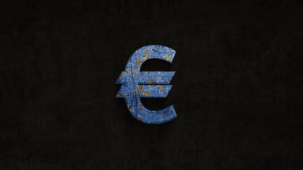 symbole de l’euro rouillées sur un fond grunge - coin currency stack gold photos et images de collection