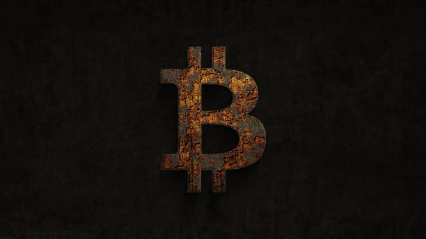 rouille sur temps bitcoin sur fond grunge - coin currency stack gold photos et images de collection