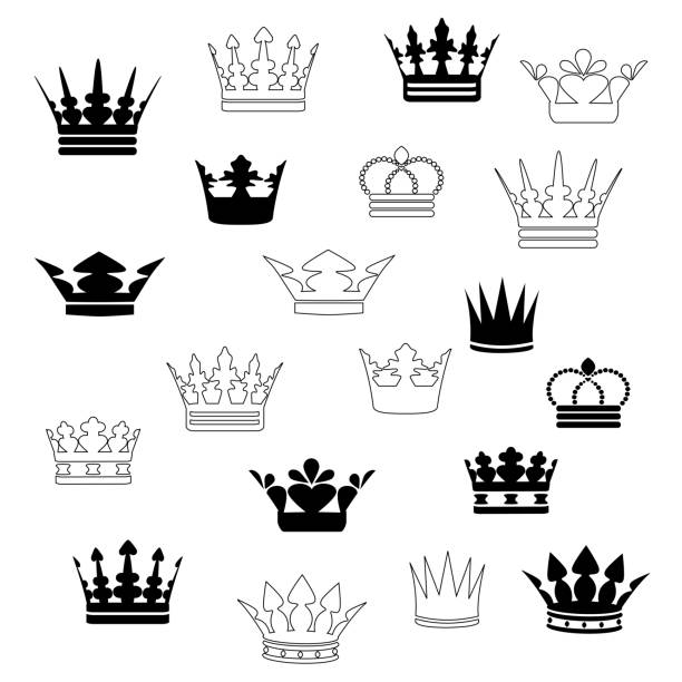 黒クラウンのベクトルを設定 - crown gold coat of arms king点のイラスト素材／クリップアート素材／マンガ素材／アイコン素材