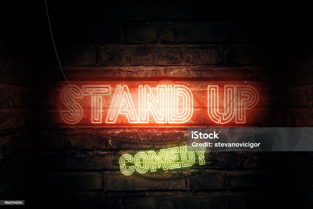 Enseigne au néon de Stand Up Comedy - Photo de Humour libre de droits