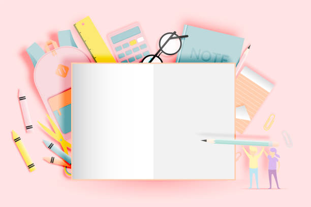 istock Various stationery for back to school in paper art style with pastel color 956118800