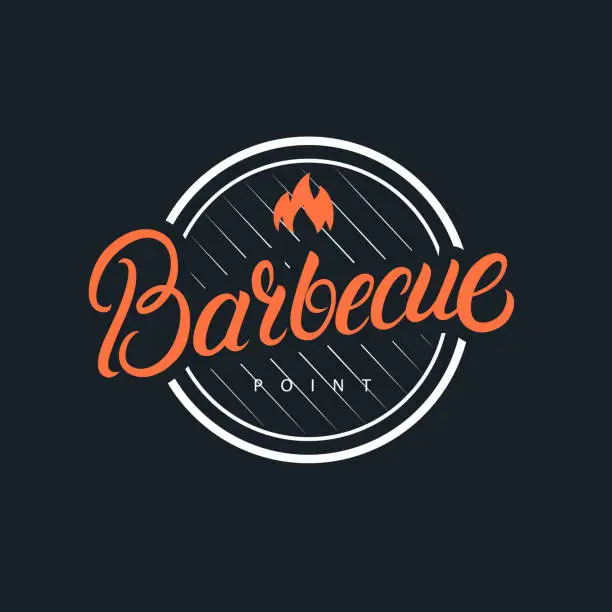Vector illustration of Barbecue hand written lettering logo