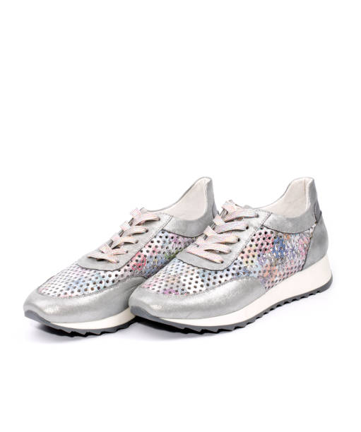 istock Gray Women's sneakers on a white background 956119792