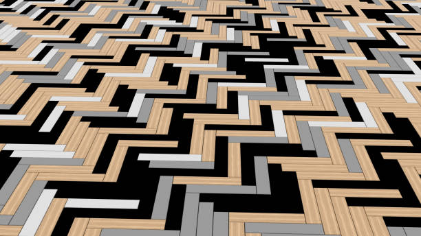 istock Black, white, and grey timber wood slats floor. Pattern background, 3d illustration 956128366