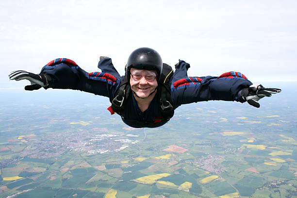 istock Close up of a skydiver in freefall 95613727