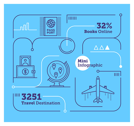Vector Infographic Line Design Elements for Air Transportation