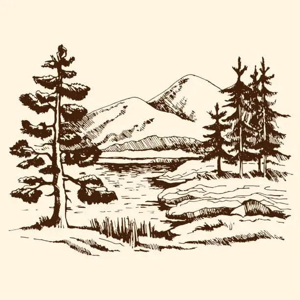 Vector illustration of Landscape sketch Canada