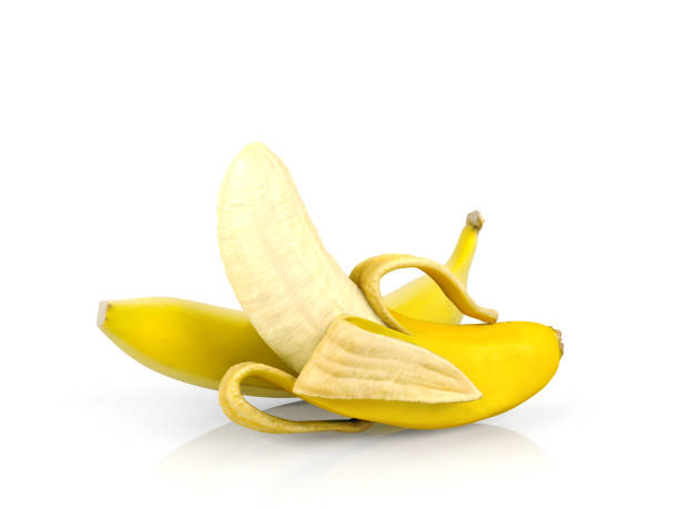 istock Peeled banana isolated on white background 956146632