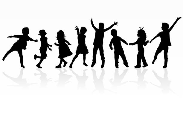 踊る子供たちのシルエット。 - music women disco joy点のイラスト素材／クリップアート素材／マンガ素材／アイコン素材