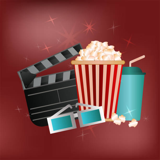 istock vector poster for advertising cinema or movie on a red background with popcorn 956147806
