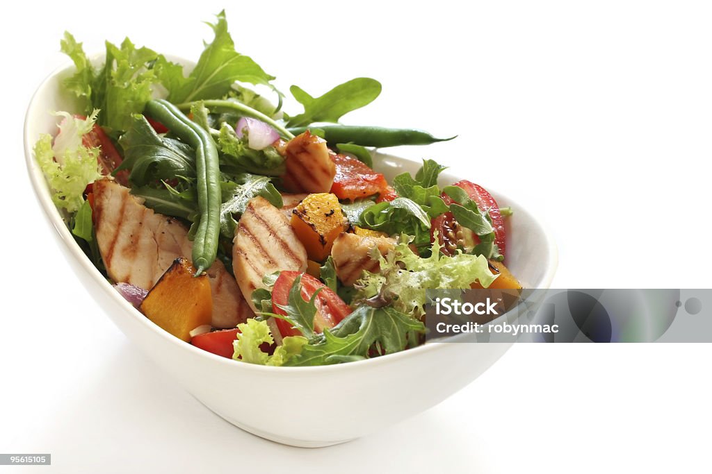 Salada de frango - Foto de stock de Fundo Branco royalty-free