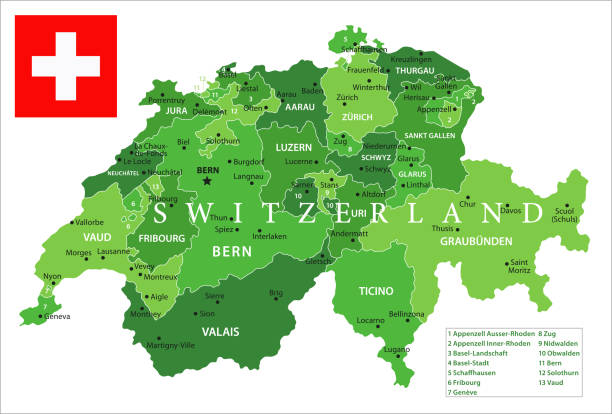 ilustrações de stock, clip art, desenhos animados e ícones de 15 - switzerland - green isolated 10 - map switzerland swiss culture zurich