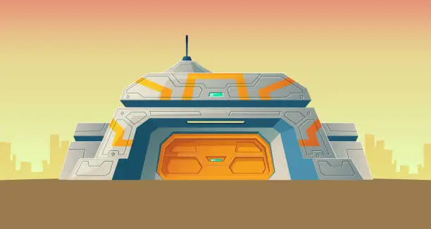 Vector illustration of Vector cartoon bunker, scientific laboratory for creation