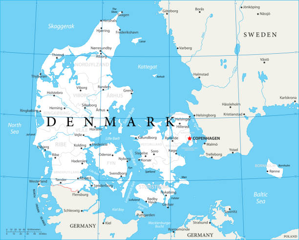 02 - Denmark - White 10 Map of Denmark - Vector illustration aalborg stock illustrations