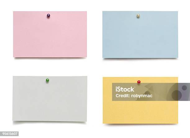 Pinned Notes Stock Photo - Download Image Now - Blank, Blue, Bulletin Board