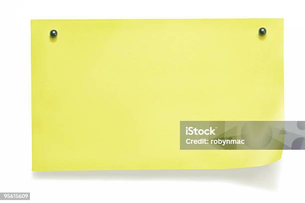 Yellow Note Stock Photo - Download Image Now - Adhesive Note, Blank, Bulletin Board