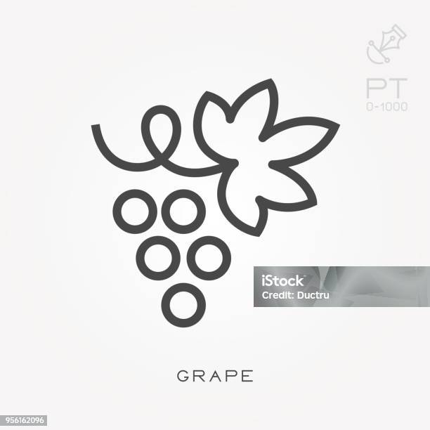 Line Icon Grape Stock Illustration - Download Image Now - Grape, Vineyard, Icon Symbol