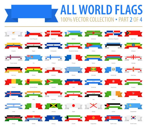 Vector illustration of World Flags - Vector Ribbon Flat Icons - Part 2 of 4