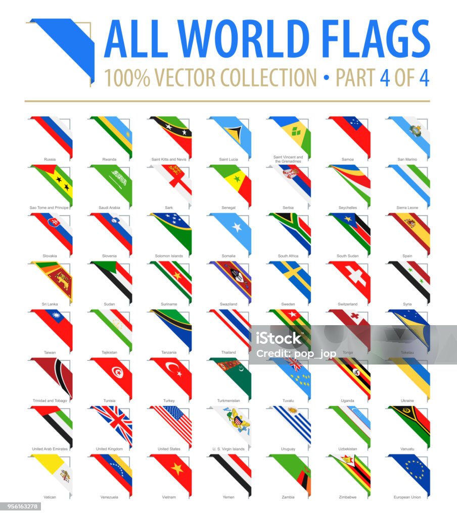 World Flags - Vector Corner Flat Icons - Part 4 of 4 Flag stock vector