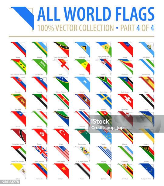 World Flags Vector Corner Flat Icons Part 4 Of 4 Stock Illustration - Download Image Now