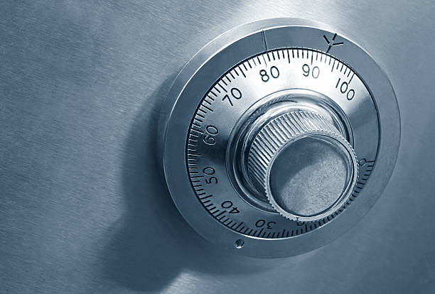 istock Safe lock dial in grey and metal 95616470
