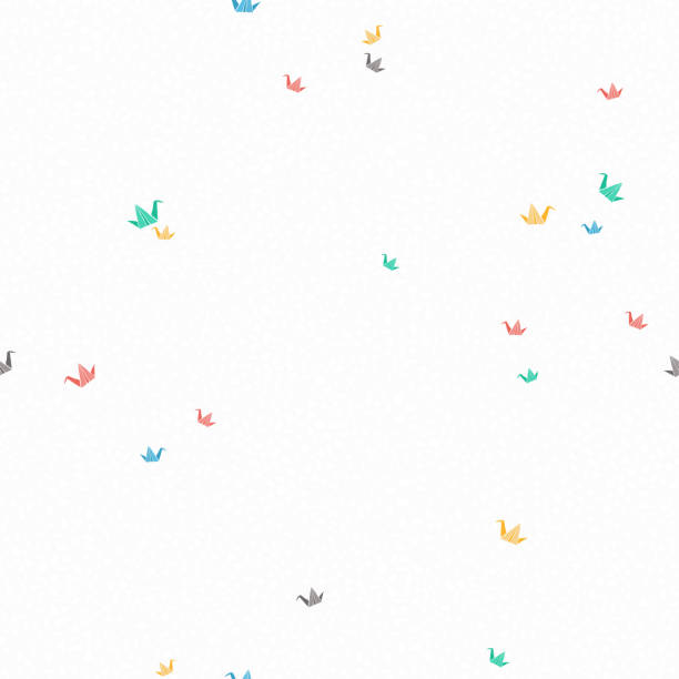 ilustrações de stock, clip art, desenhos animados e ícones de paper origami crane bird background pattern art - paper cranes