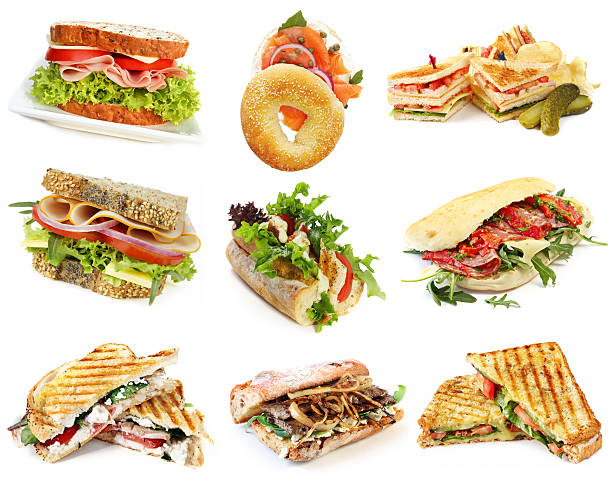 burgery kolekcja - panini sandwich zdjęcia i obrazy z banku zdjęć