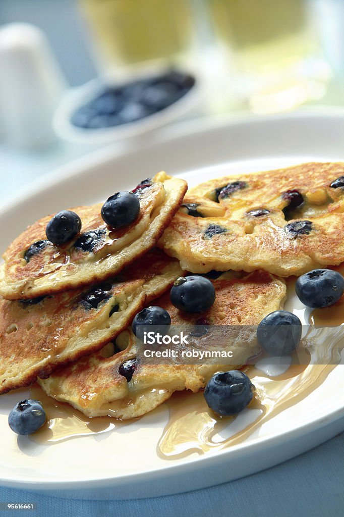 Blueberry Pancakes  Berry Fruit Stock Photo