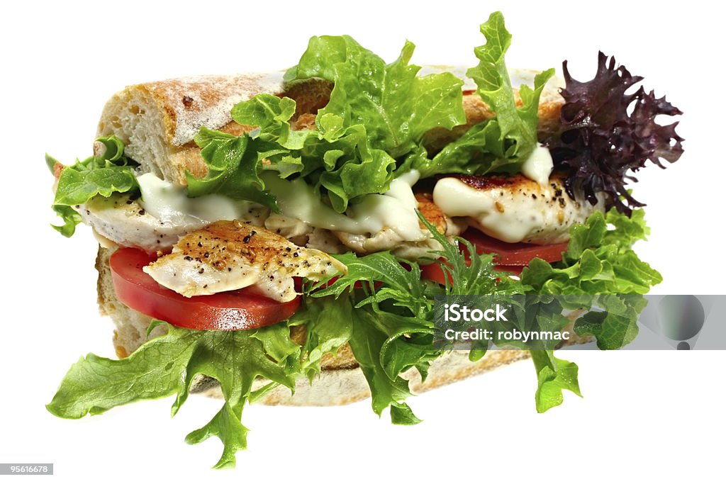 Бутерброд с курицей - Стоковые фото Багет роялти-фри