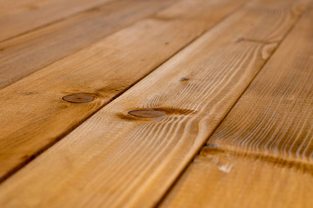 istock Side view on brown wooden boards 956167680
