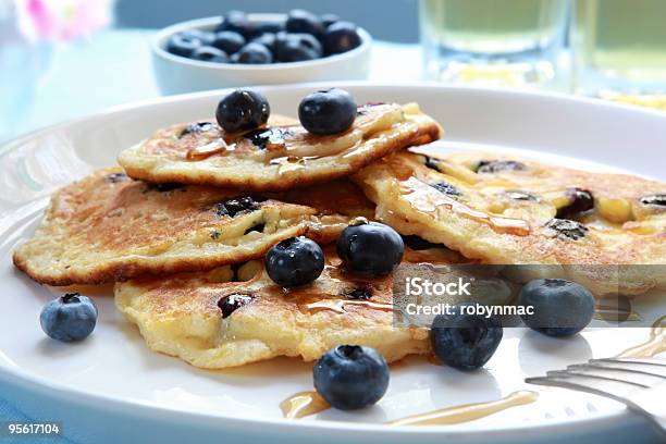 Blueberry Pancakes Stock Photo - Download Image Now - Berry Fruit, Blueberry, Breakfast