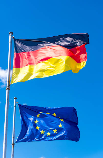istock Flags of Germany and EU in Berlin in Germany 956172164
