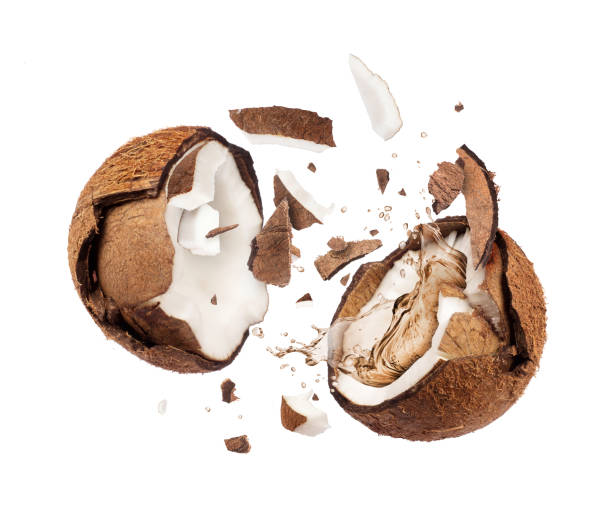 istock Coconut broken in the air into two halves 956176796
