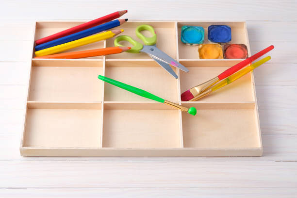 istock Wooden box for painting lessons 956180714