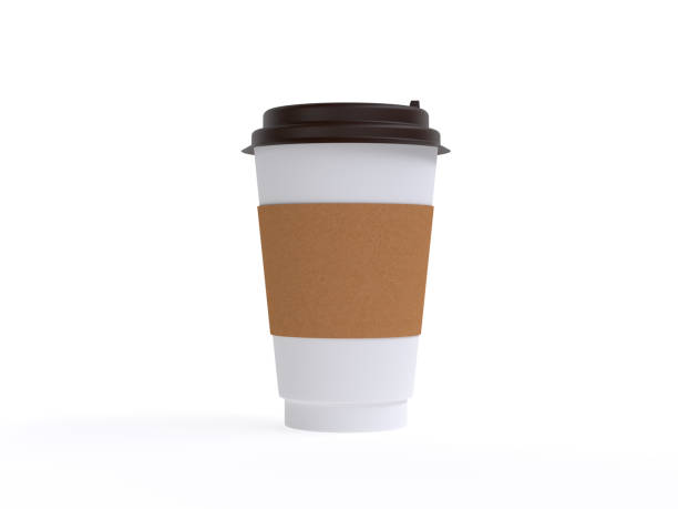 coffee takeaway in a paper glass on a white background - 3d illustration rendering