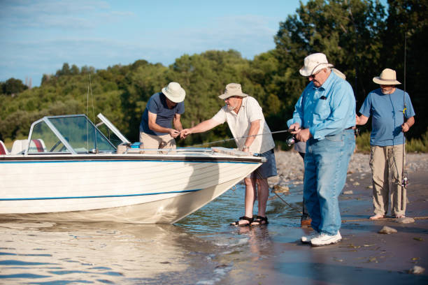 istock Five active seniors brothers on a fishing trip 956188406
