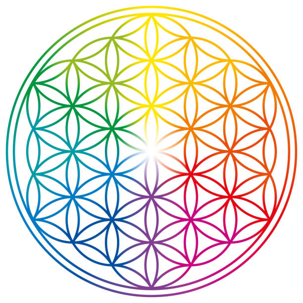 istock Flower of Life in rainbow colors 956188728