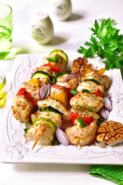 istock Grilled chicken kebab and vegetables 956189284