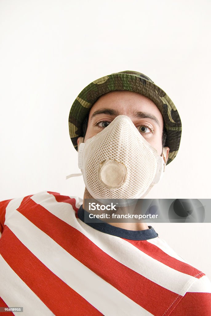 Mann schützt dich selbst von den Einfluss - Lizenzfrei Allergie Stock-Foto