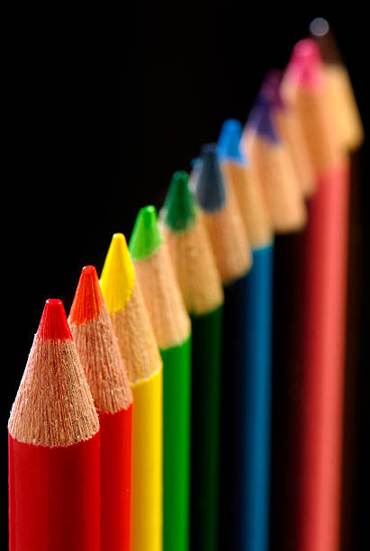 Colored pencils; selective focus stock photo