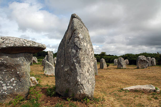 Some of the 3000 standing stones at Carnac, Brittany, France. It is believed that these stones were placed in position around 5000 years ago.