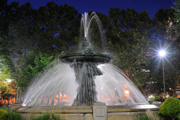 istock Fountain at night in Providence 956197598