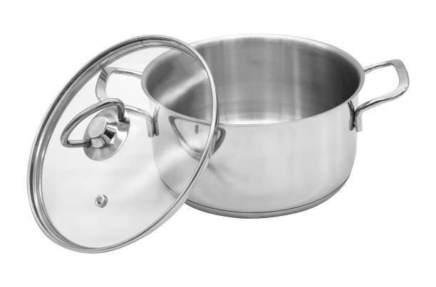 istock Metal pot with glass lid on the white background 956204248