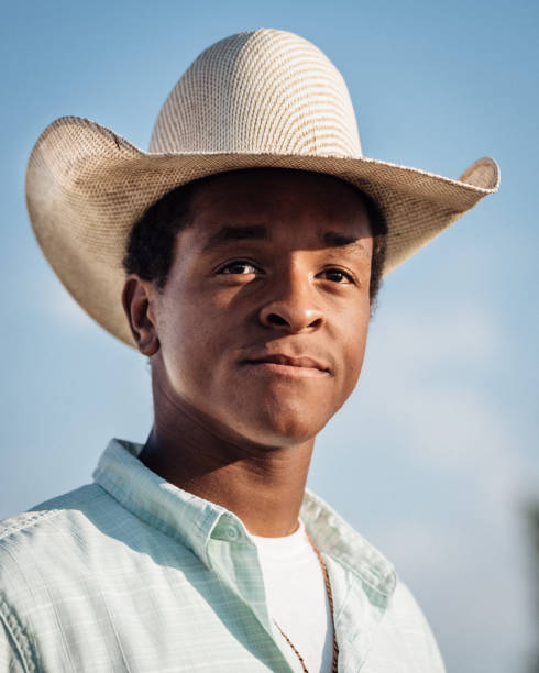 cowboy retrato de - cowboy hat hat wild west black fotografías e imágenes de stock