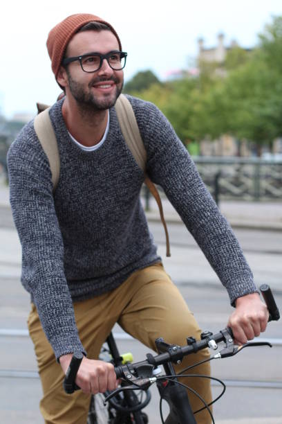 istock Happy cyclist in the city 956215692