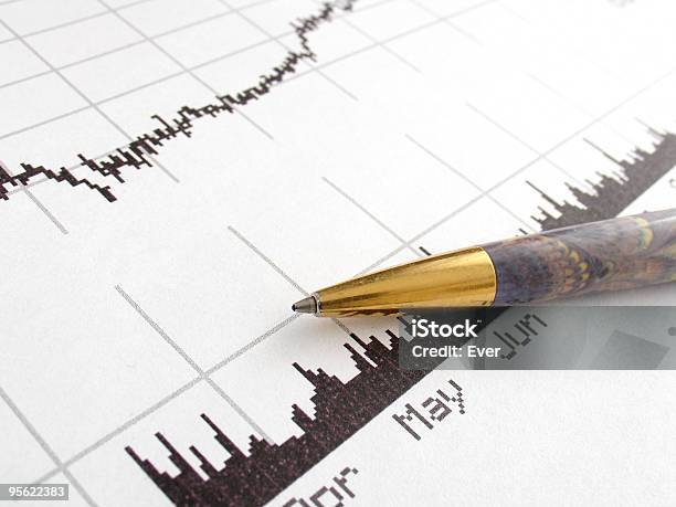Gráfico De Preço De Stock - Fotografias de stock e mais imagens de Ação da Bolsa de Valores - Ação da Bolsa de Valores, Caderno de notas, Caneta