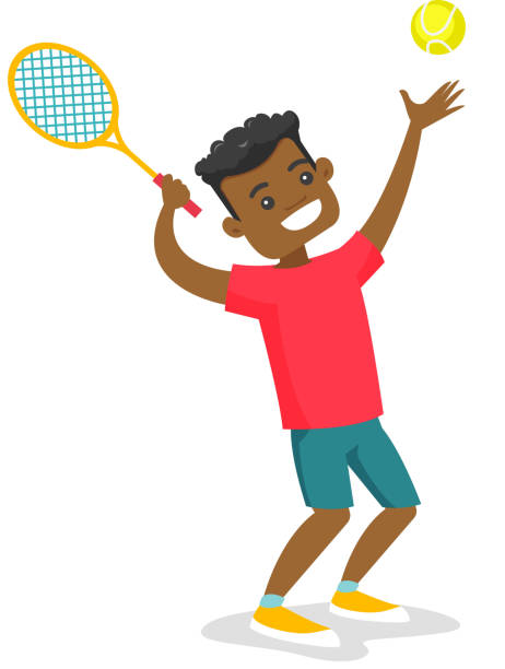 ilustrações de stock, clip art, desenhos animados e ícones de black tennis player playing tennis - tennis court men racket