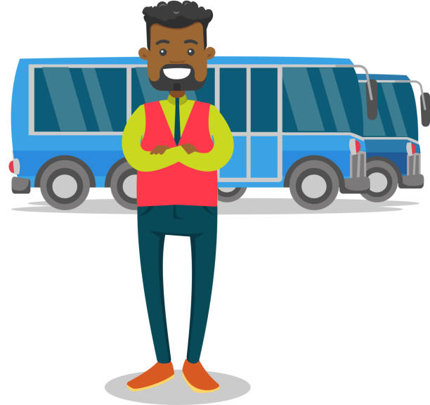 Full Length Of Young Black Bus Driver Stock Illustration - Download Image  Now - Bus Driver, Driver - Occupation, Driving - iStock