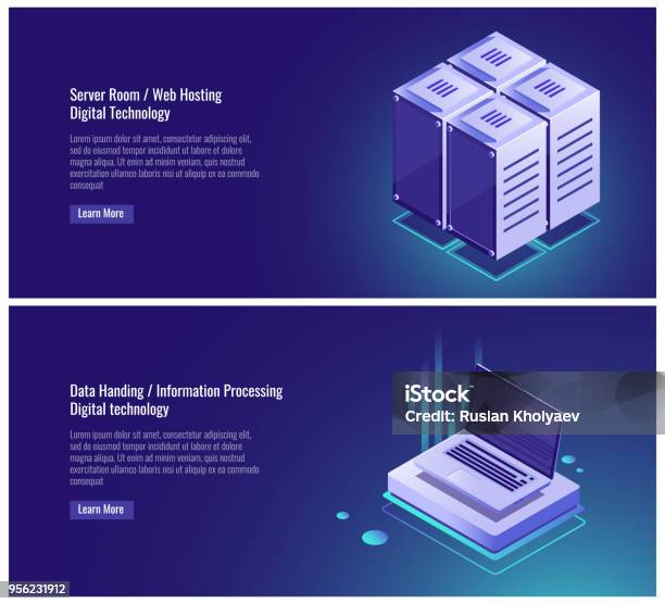 Ruang Rak Server Rak Ruang Server Isometrik Hosting Web Penyimpanan Data Cloud ...